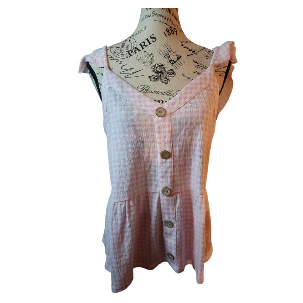 NWT Belle by Bellidini Pink/White Blouse Size Medium Very Stretchy Material